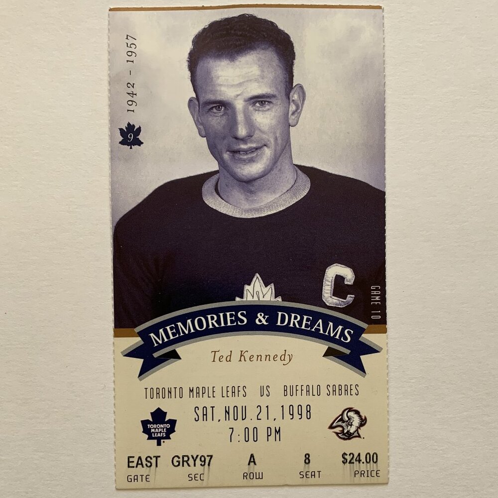 Toronto Maple Leafs vs Buffalo Sabres @ Maple Leaf Gardens 1998 NHL Ticket Stub